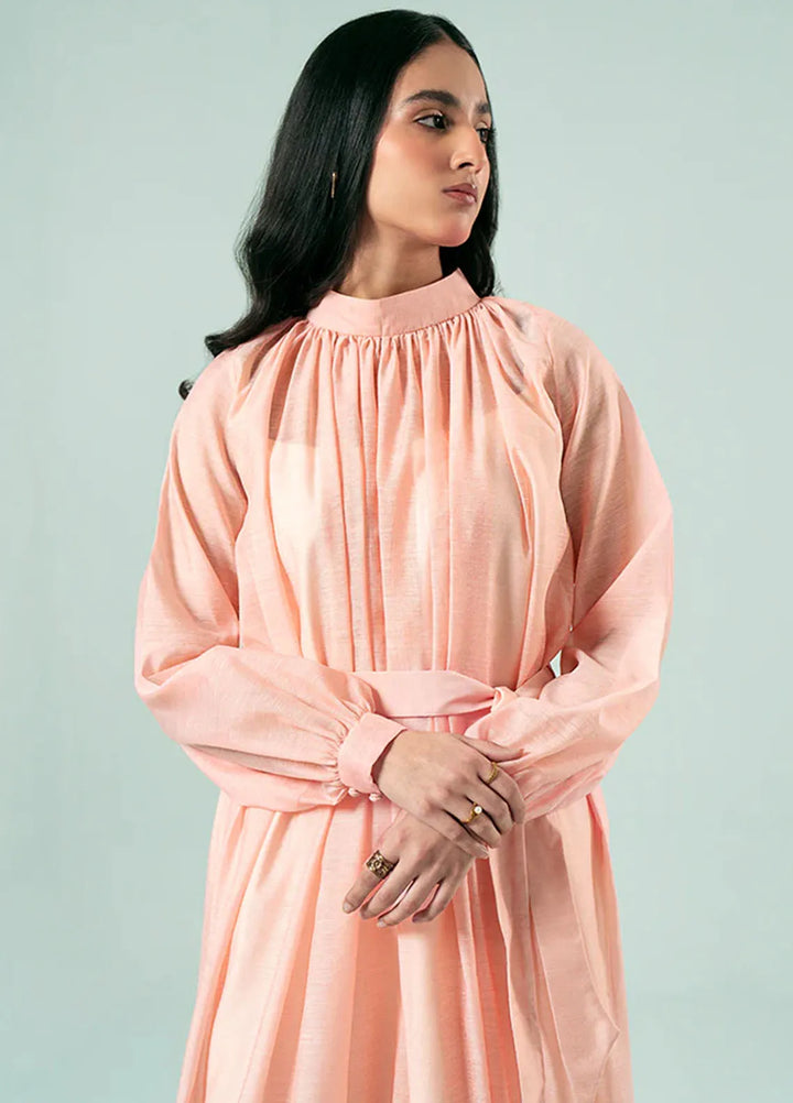 Fozia Khalid Pret Casual Silk Kurti Layered Mock Neck