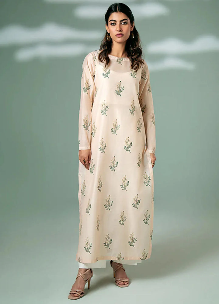 Fozia Khalid Pret Casual Silk Kurti Pearl Tunic