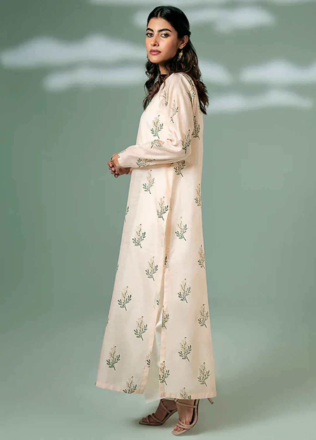 Fozia Khalid Pret Casual Silk Kurti Pearl Tunic