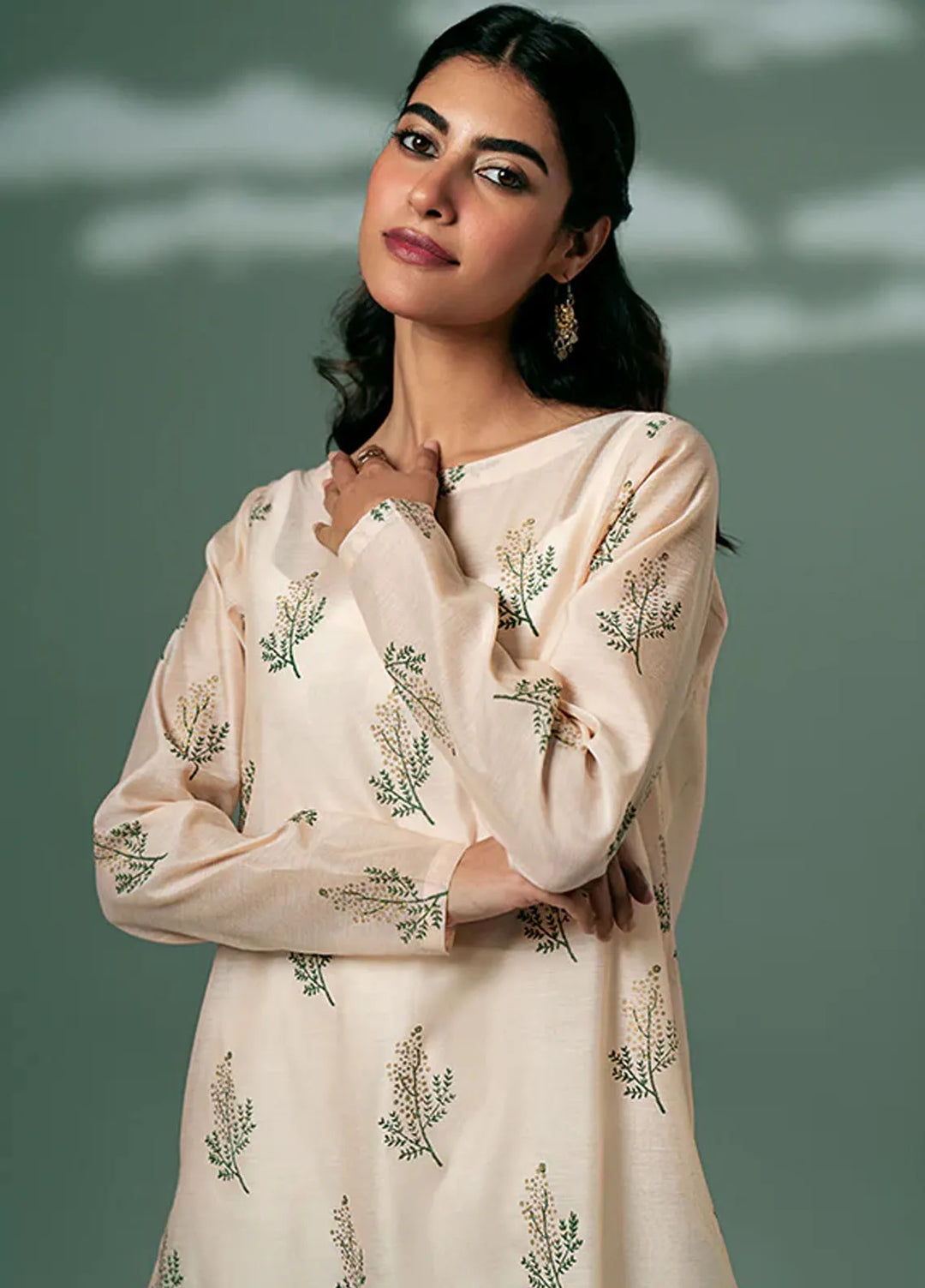 Fozia Khalid Pret Casual Silk Kurti Pearl Tunic