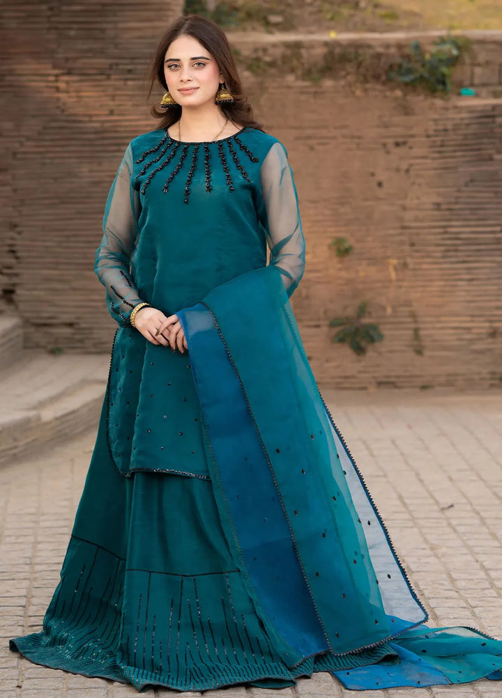 Fozia Khalid Pret Embroidered Sheesha Silk 3 Piece Suit Uroos