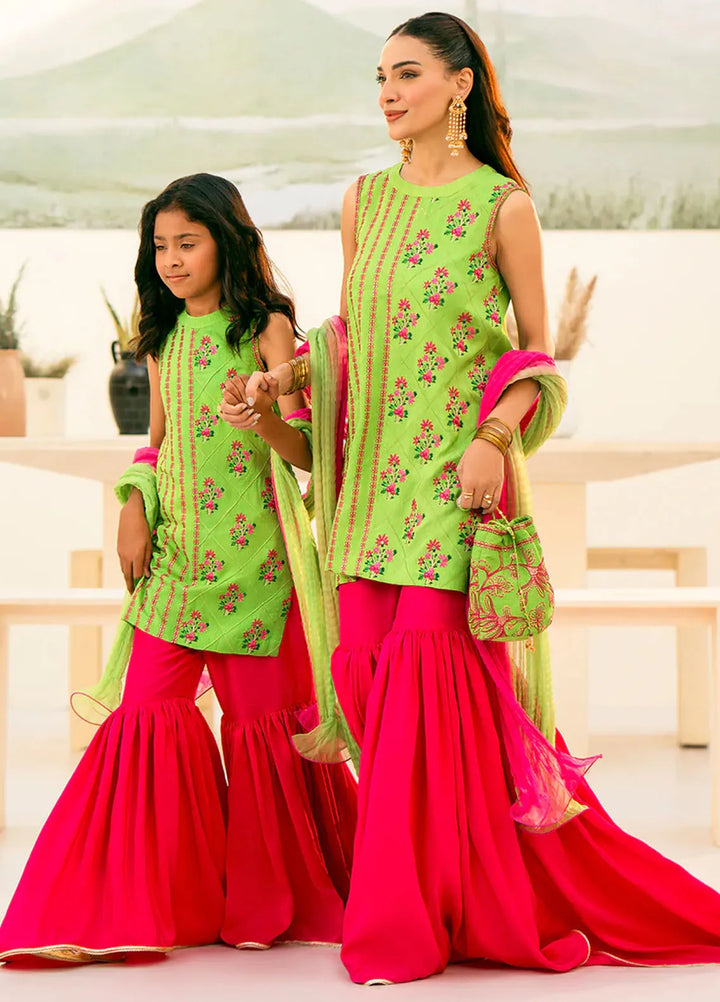 Fozia Khalid Pret Embroidered Silk 3 Piece Suit For Kids Soraya