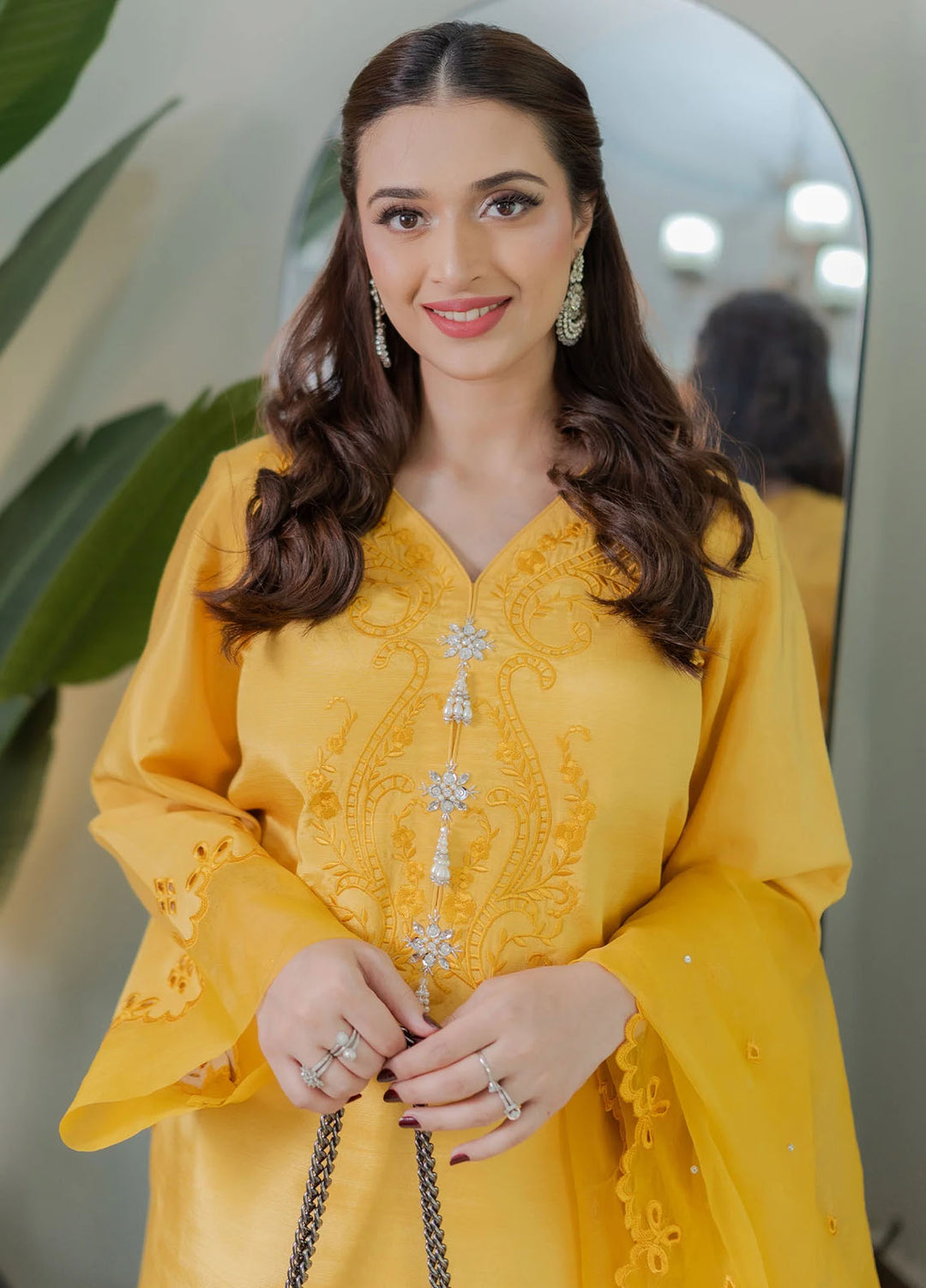 Fozia R Fozia Khalid Pret Embroidered Silk 3 Piece Suit Saffron – Sanaulla Store