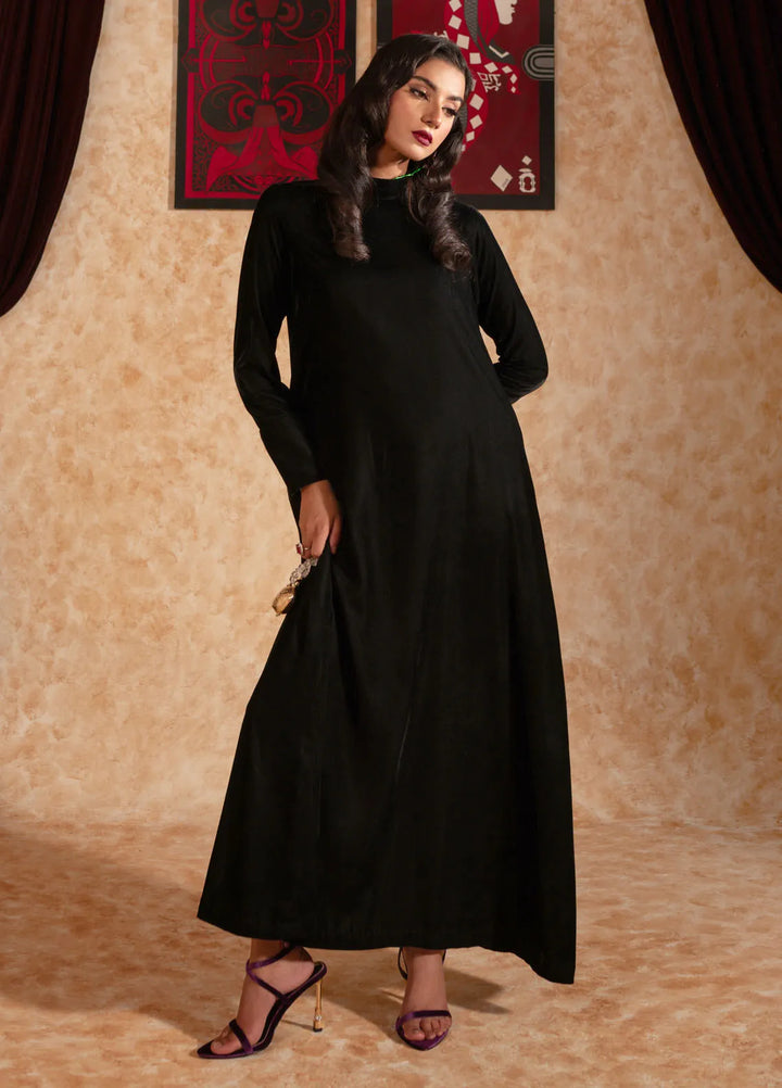 Fozia Khalid Pret Embroidered Velvet Maxi Shadow