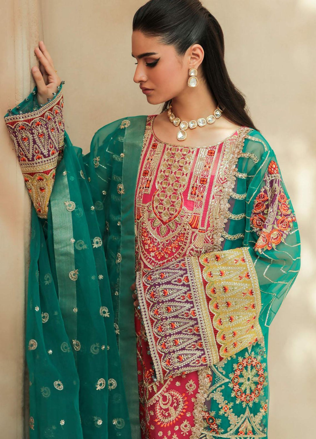 Freesia Premium Luxury Pret Embroidered Organza 3 Piece Suit KESRI