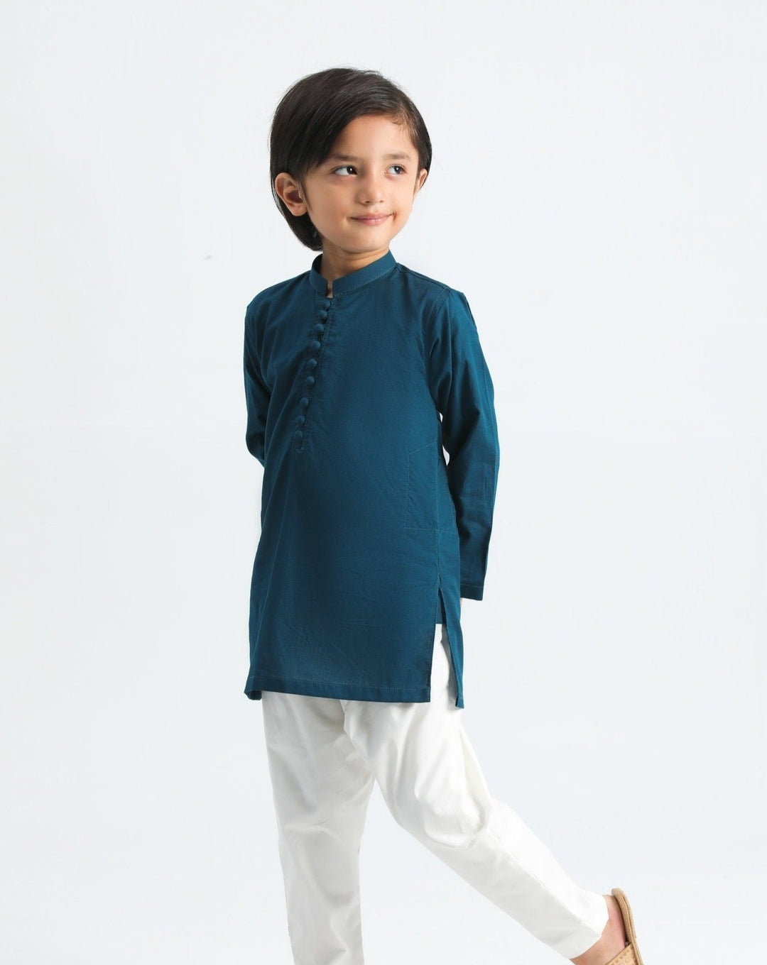 Muraqsh Ready To Wear Solids  Boys French Blue Cotton Kurta Trouser MUR-FBSCK - Summer Collection