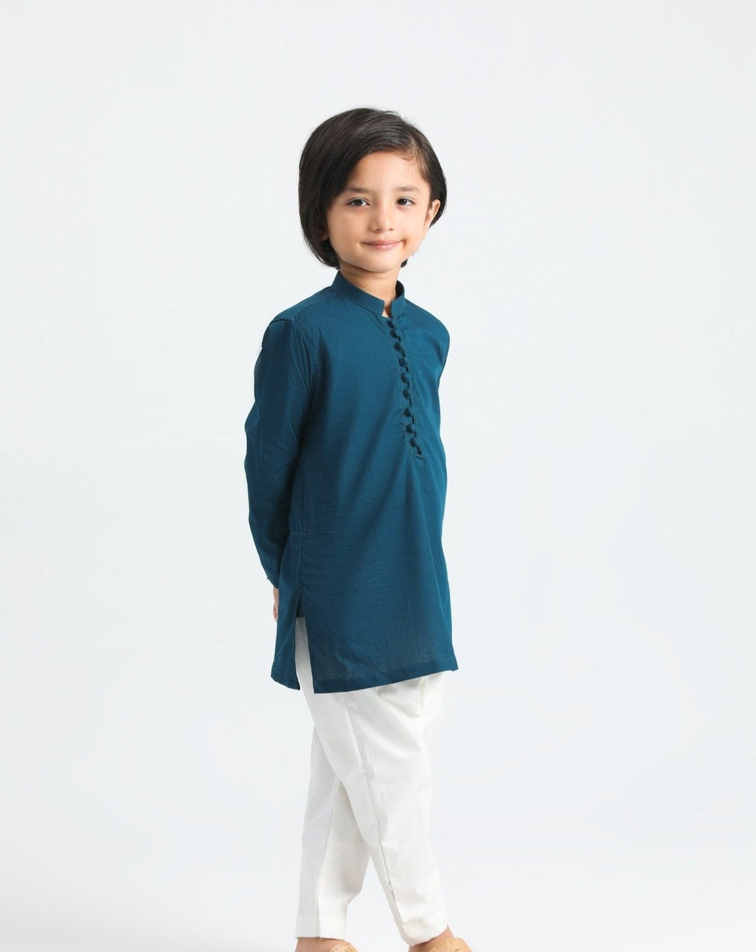 Muraqsh Ready To Wear Solids  Boys French Blue Cotton Kurta Trouser MUR-FBSCK - Summer Collection
