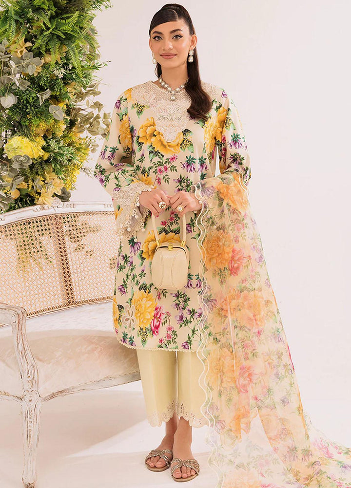 French Garden By Faixa Faixal Embroidered Lawn Suits Unstitched 3 Piece FFX23FG Jasmine - Eid Collection