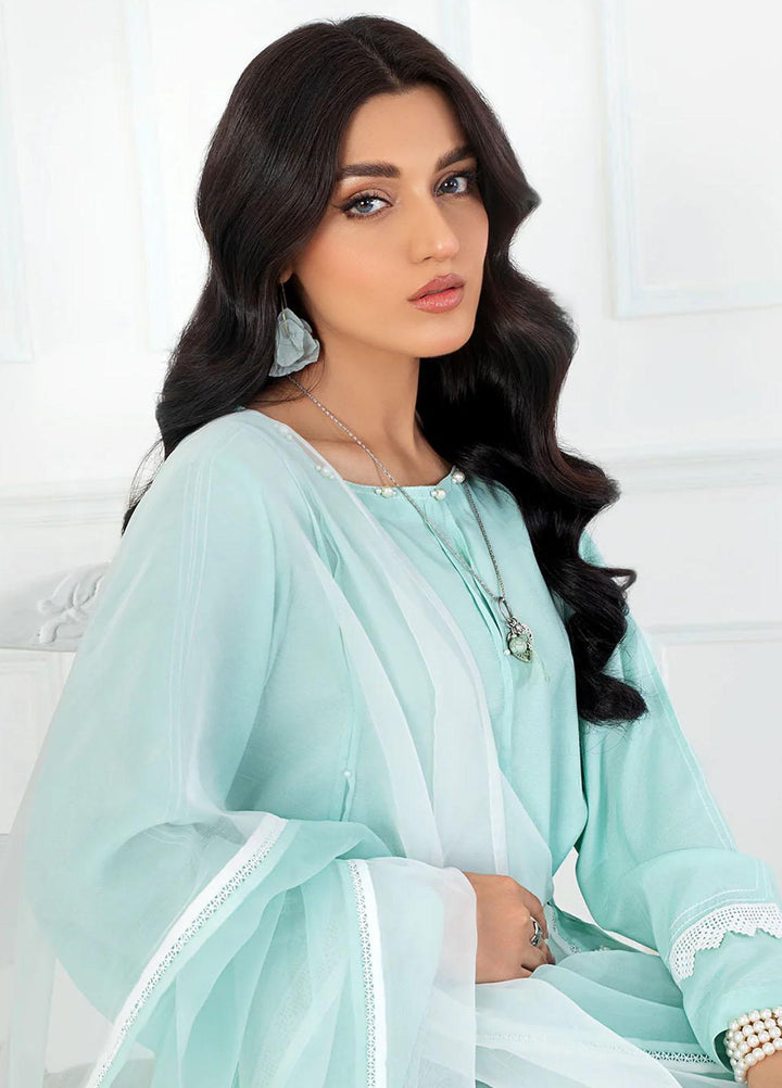 La Rosaa Pret Embroidered Raw Silk 3 Piece Suit FL01 TURQUOISE