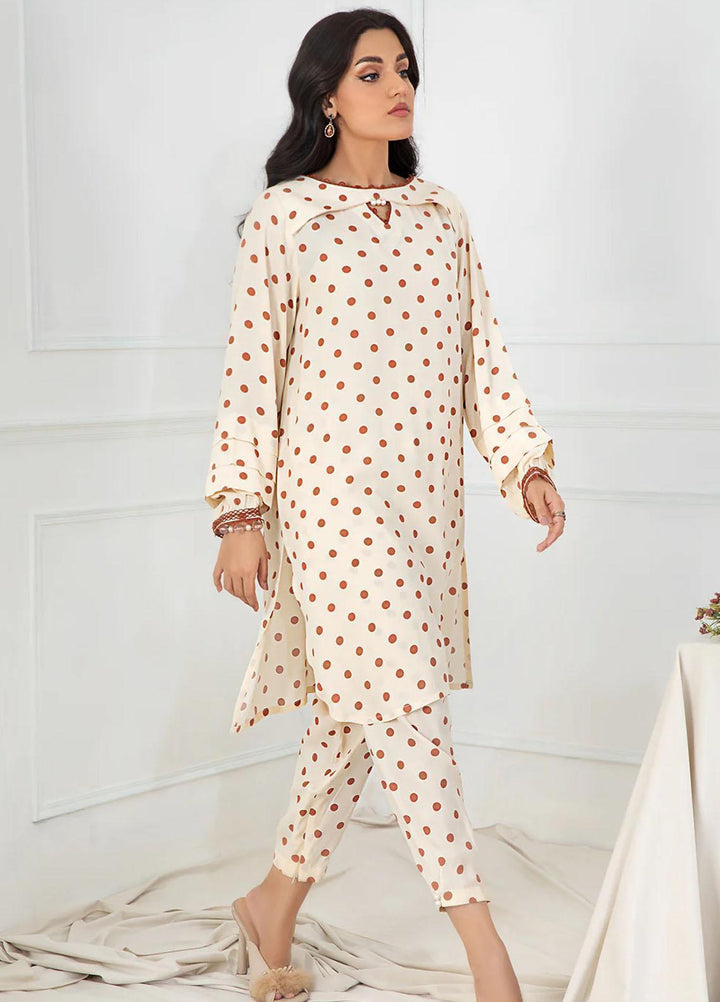 La Rosaa Pret Printed Georgette 2 Piece Suit FL05 CREME