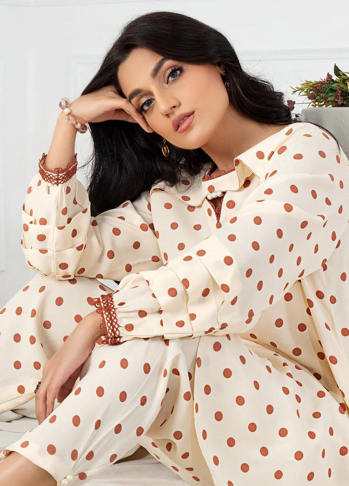 La Rosaa Pret Printed Georgette 2 Piece Suit FL05 CREME