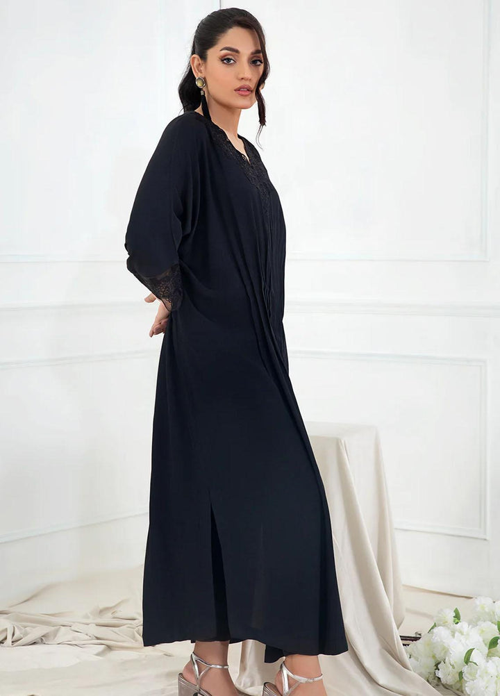 La Rosaa Pret Embroidered Georgette 2 Piece Suit FL07 BLACK