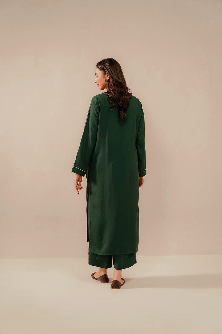 Divinely Crafted Pret Embroidered Silk Karandi 2 Piece Jade Green