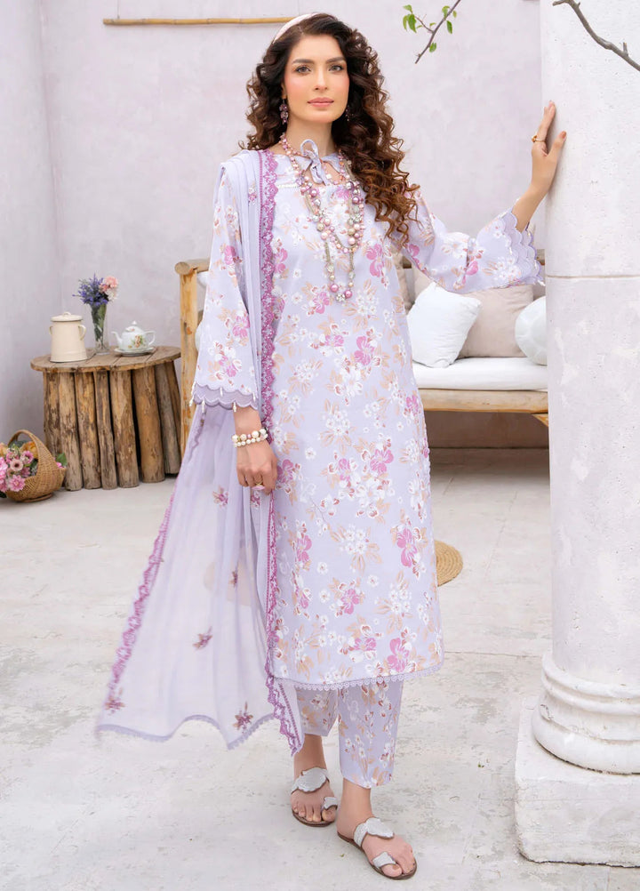 Gardenia By Humdum Embroidered Lawn Suit Unstitched 3 Piece HD24G3 D-01 - Summer Collection