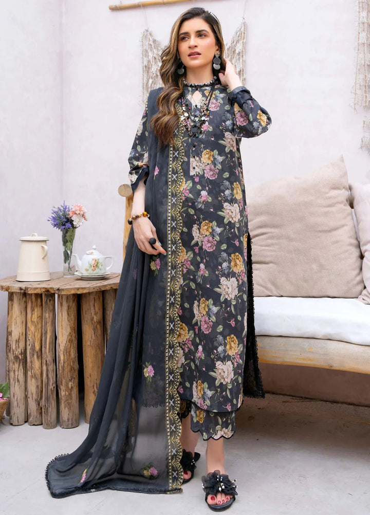 Gardenia By Humdum Embroidered Lawn Suit Unstitched 3 Piece HD24G3 D-03 - Summer Collection