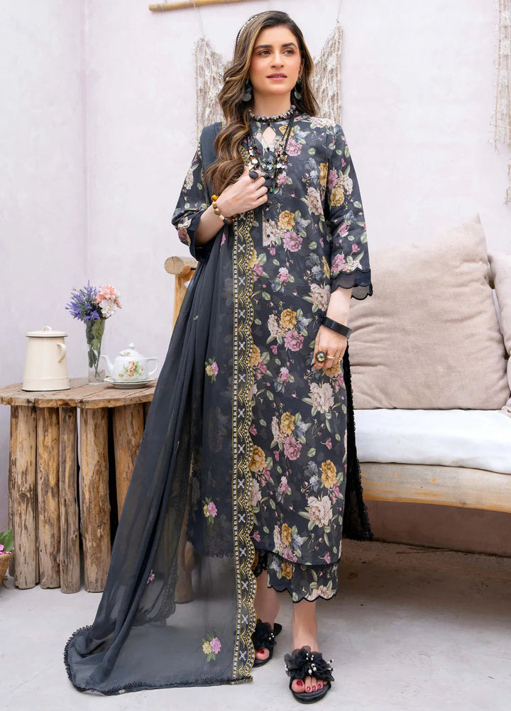 Gardenia By Humdum Embroidered Lawn Suit Unstitched 3 Piece HD24G3 D-03 - Summer Collection