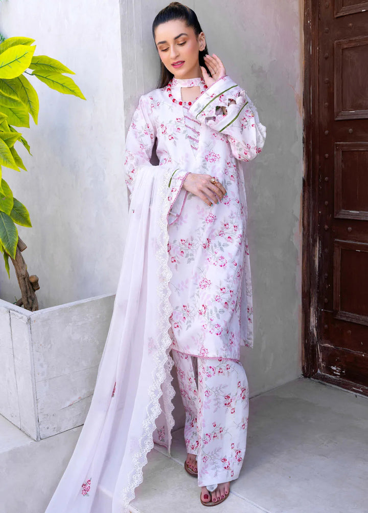 Gardenia By Humdum Embroidered Lawn Suit Unstitched 3 Piece HD24G3 D-07 - Summer Collection
