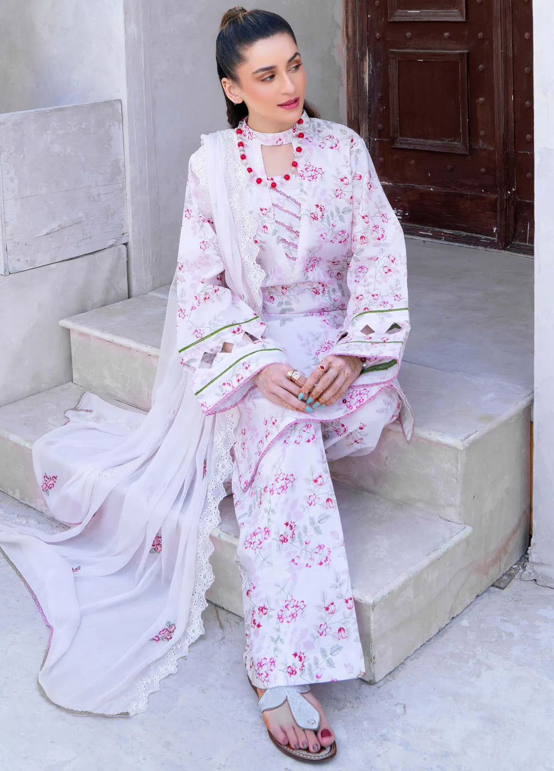 Gardenia By Humdum Embroidered Lawn Suit Unstitched 3 Piece HD24G3 D-07 - Summer Collection