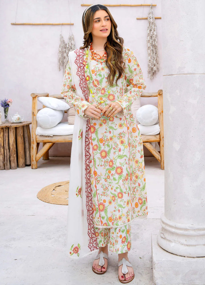 Gardenia By Humdum Embroidered Lawn Suit Unstitched 3 Piece HD24G3 D-08 - Summer Collection