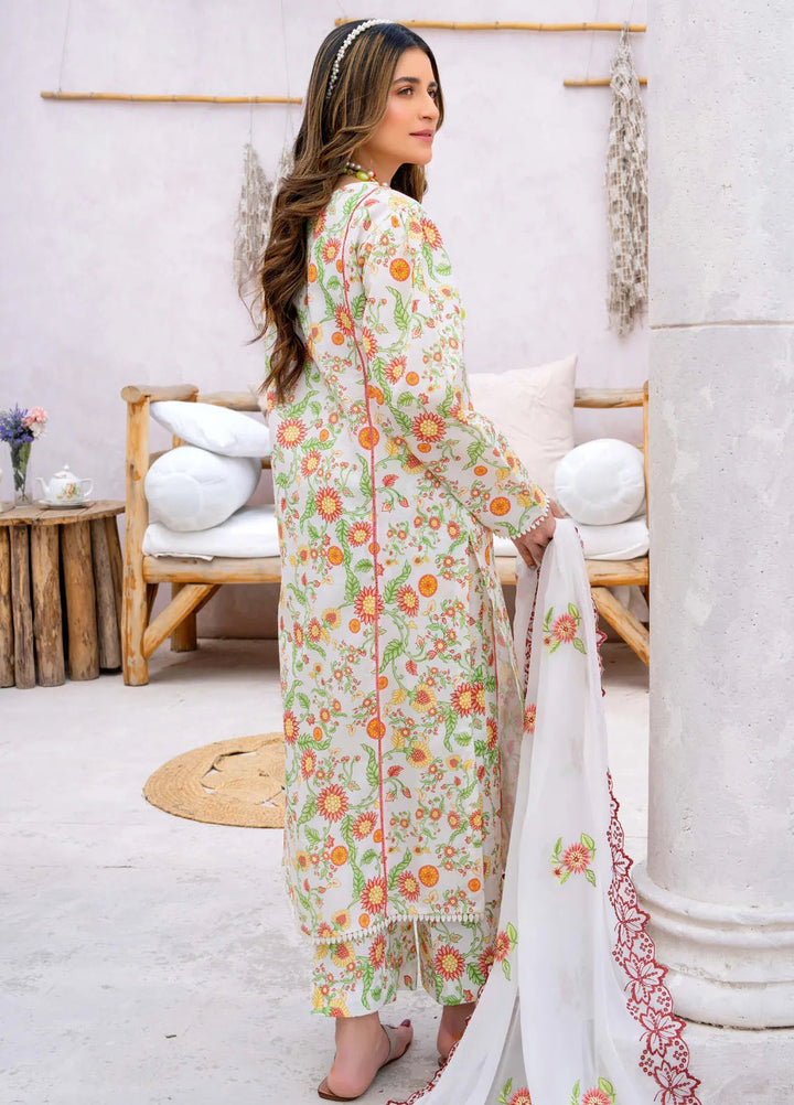 Gardenia By Humdum Embroidered Lawn Suit Unstitched 3 Piece HD24G3 D-08 - Summer Collection