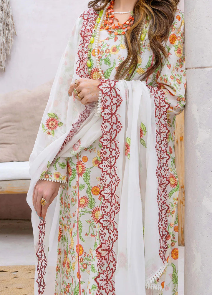 Gardenia By Humdum Embroidered Lawn Suit Unstitched 3 Piece HD24G3 D-08 - Summer Collection