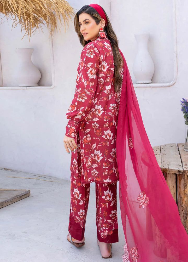 Gardenia By Humdum Embroidered Lawn Suit Unstitched 3 Piece HD24G3 D-09 - Summer Collection