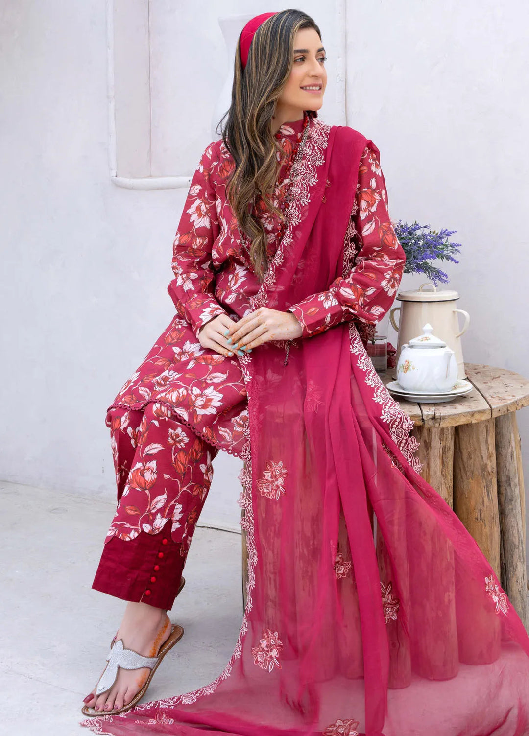 Gardenia By Humdum Embroidered Lawn Suit Unstitched 3 Piece HD24G3 D-09 - Summer Collection