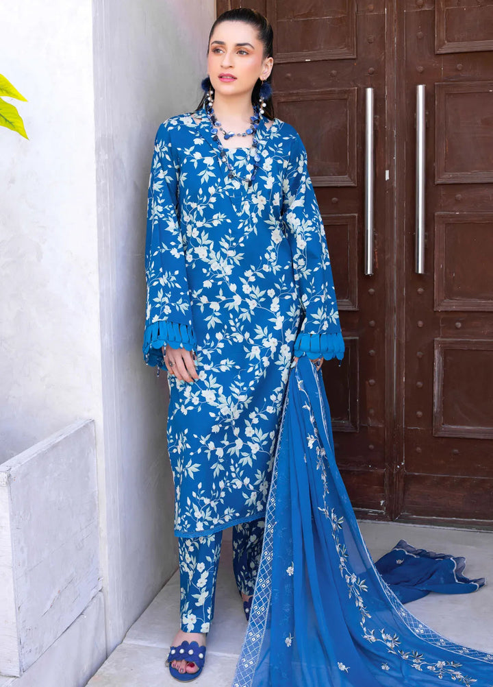 Gardenia By Humdum Embroidered Lawn Suit Unstitched 3 Piece HD24G3 D-10 - Summer Collection