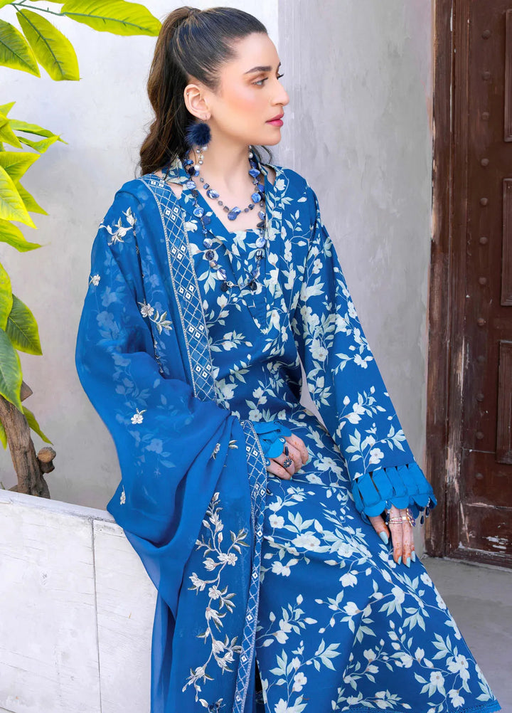 Gardenia By Humdum Embroidered Lawn Suit Unstitched 3 Piece HD24G3 D-10 - Summer Collection