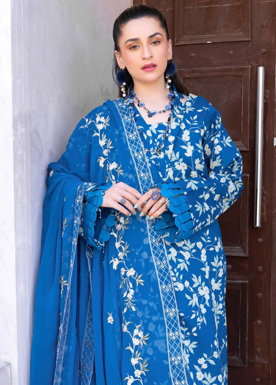 Gardenia By Humdum Embroidered Lawn Suit Unstitched 3 Piece HD24G3 D-10 - Summer Collection