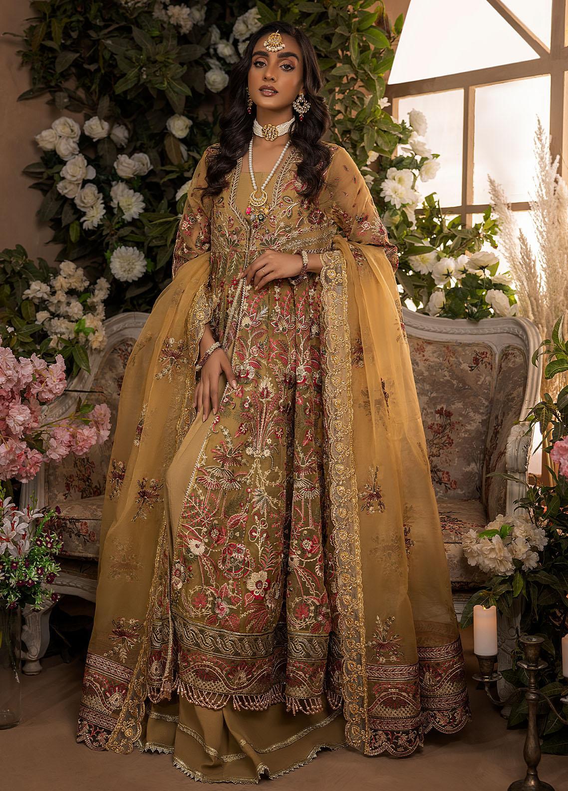 Humdum Collection Gardenia By Humdum Embroidered Organza Suits Unstitched 4 Piece HD22G ...