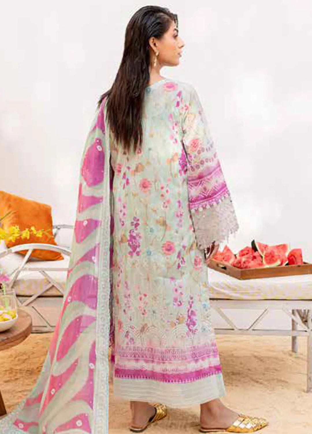 Gardenia By Nureh Chikankari Lawn Suit Unstitched 3 Piece NU24GU NS-136 - Summer Collection