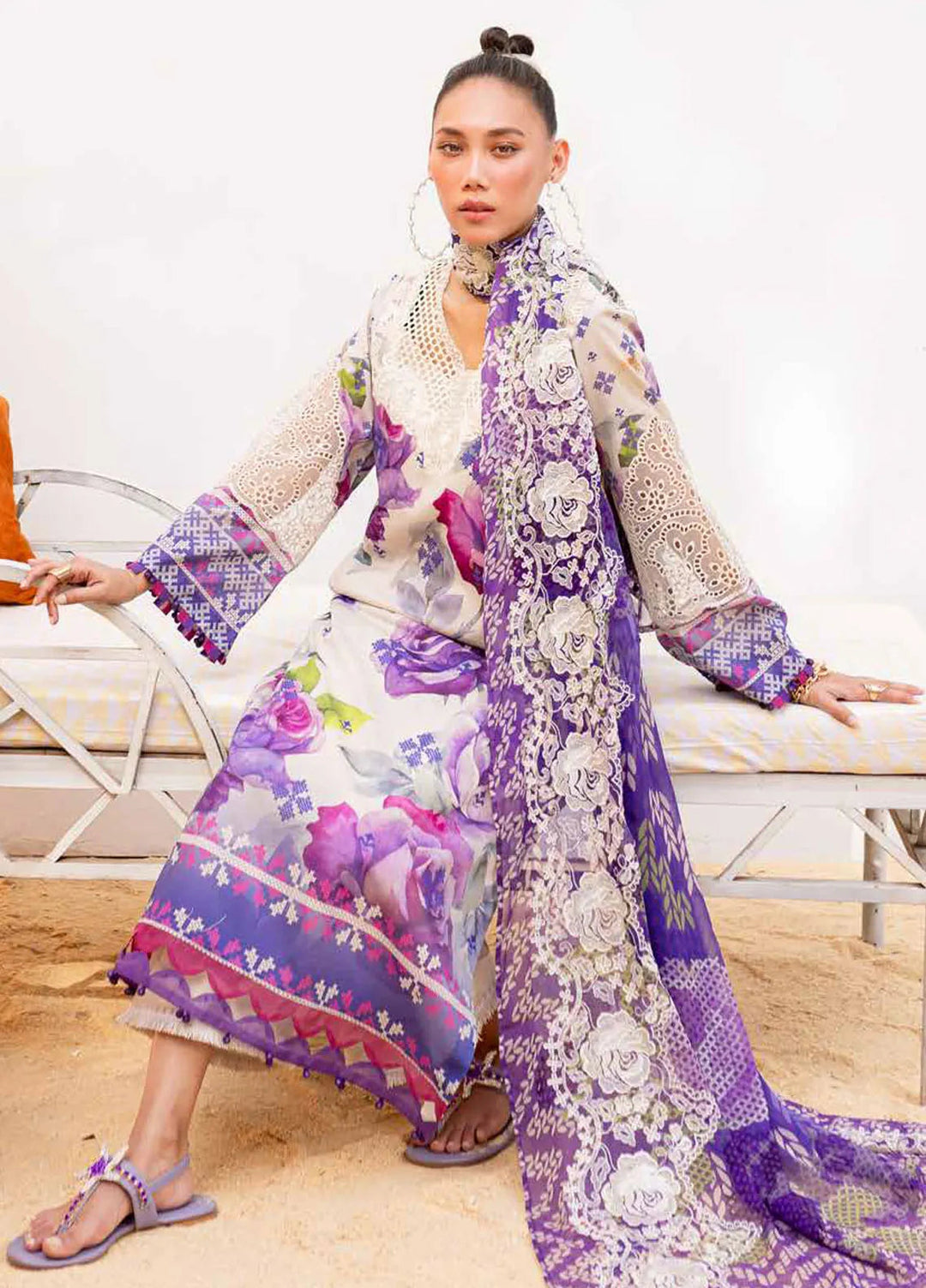 Gardenia By Nureh Chikankari Lawn Suit Unstitched 3 Piece NU24GU NS-138 - Summer Collection