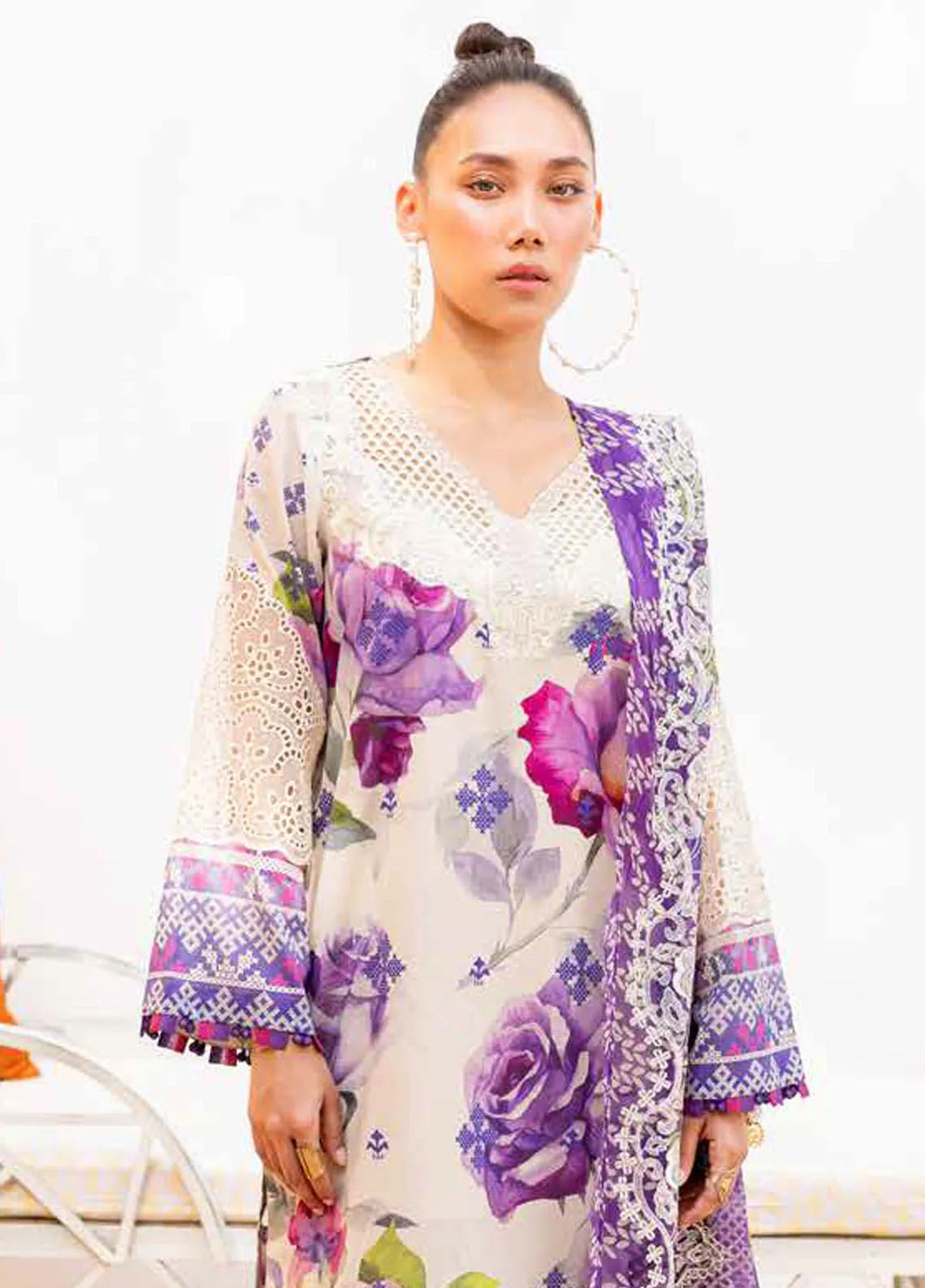 Gardenia By Nureh Chikankari Lawn Suit Unstitched 3 Piece NU24GU NS-138 - Summer Collection