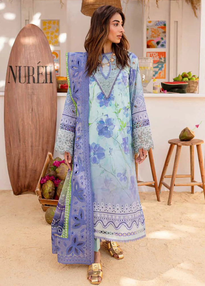 Gardenia By Nureh Embroidered Lawn Suit Unstitched 3 Piece NU24GU NS-130 - Summer Collection