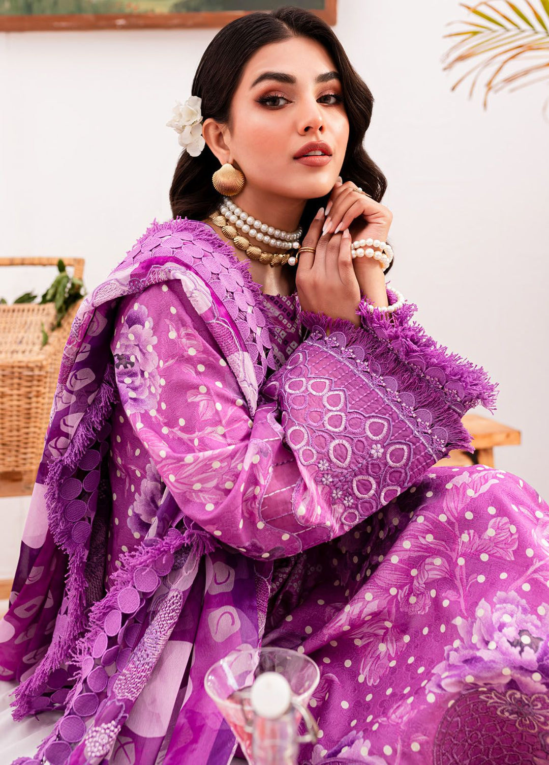 Gardenia by Nureh Embroidered Lawn Suits Unstitched 3 Piece NU24G NSG-145 - Summer Collection