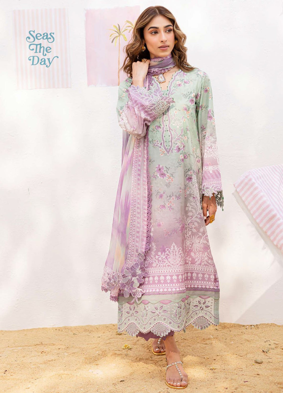 Gardenia by Nureh Embroidered N Printed Lawn Suits Unstitched 3 Piece NU25GEP NSG-194 - Summer Collection