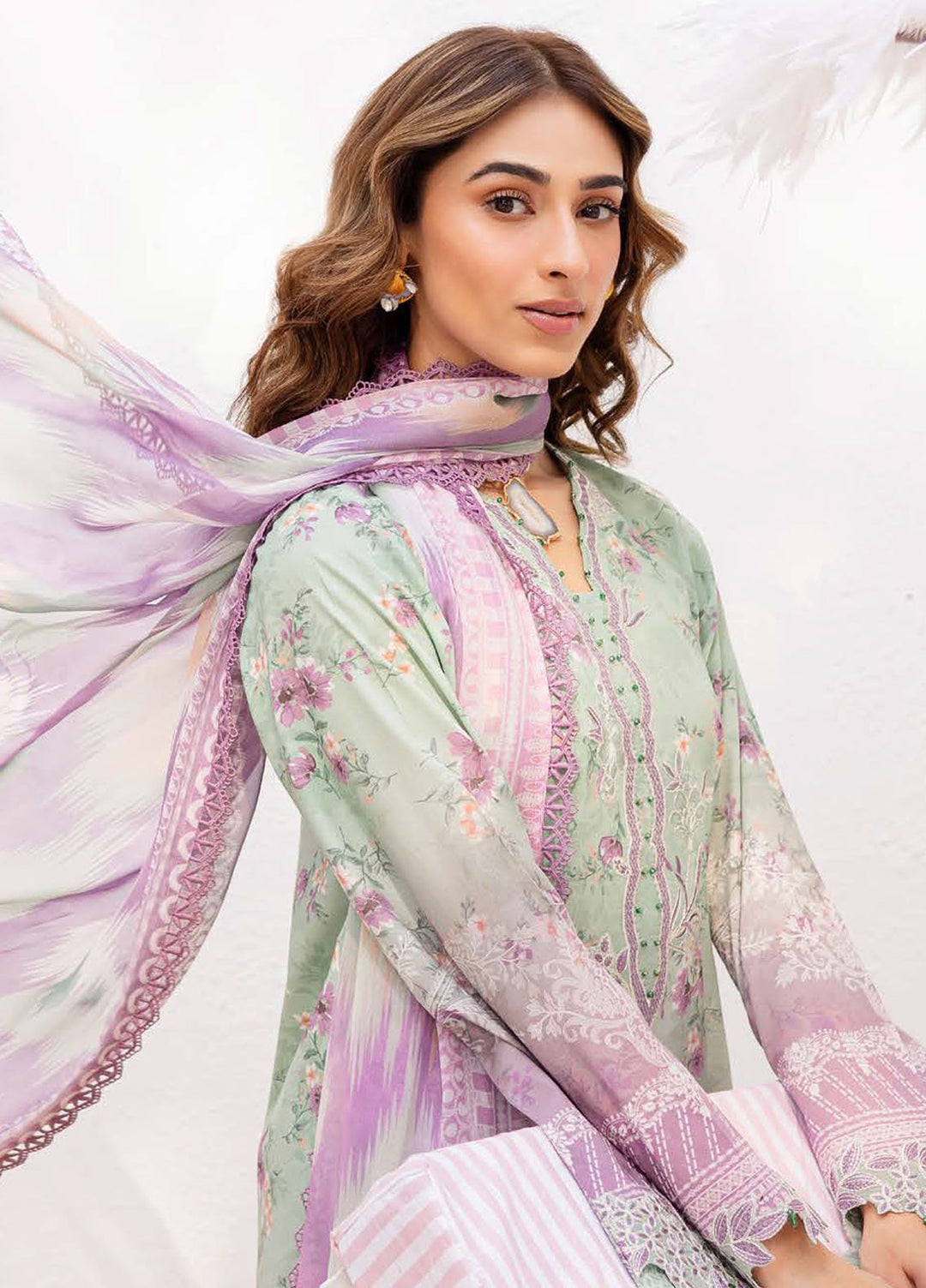 Gardenia by Nureh Embroidered N Printed Lawn Suits Unstitched 3 Piece NU25GEP NSG-194 - Summer Collection