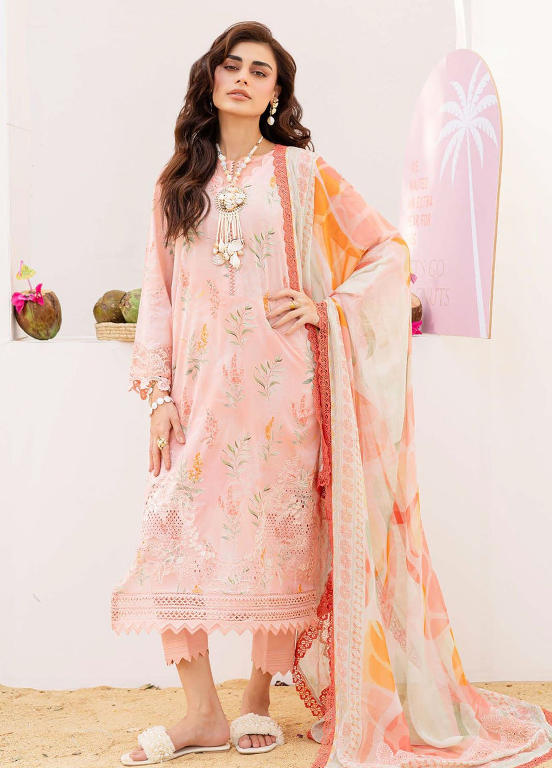 Gardenia by Nureh Embroidered N Printed Lawn Suits Unstitched 3 Piece NU25GEP NSG-195 - Summer Collection