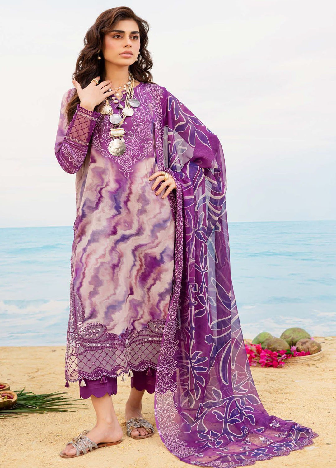 Gardenia by Nureh Embroidered N Printed Lawn Suits Unstitched 3 Piece NU25GEP NSG-196 - Summer Collection