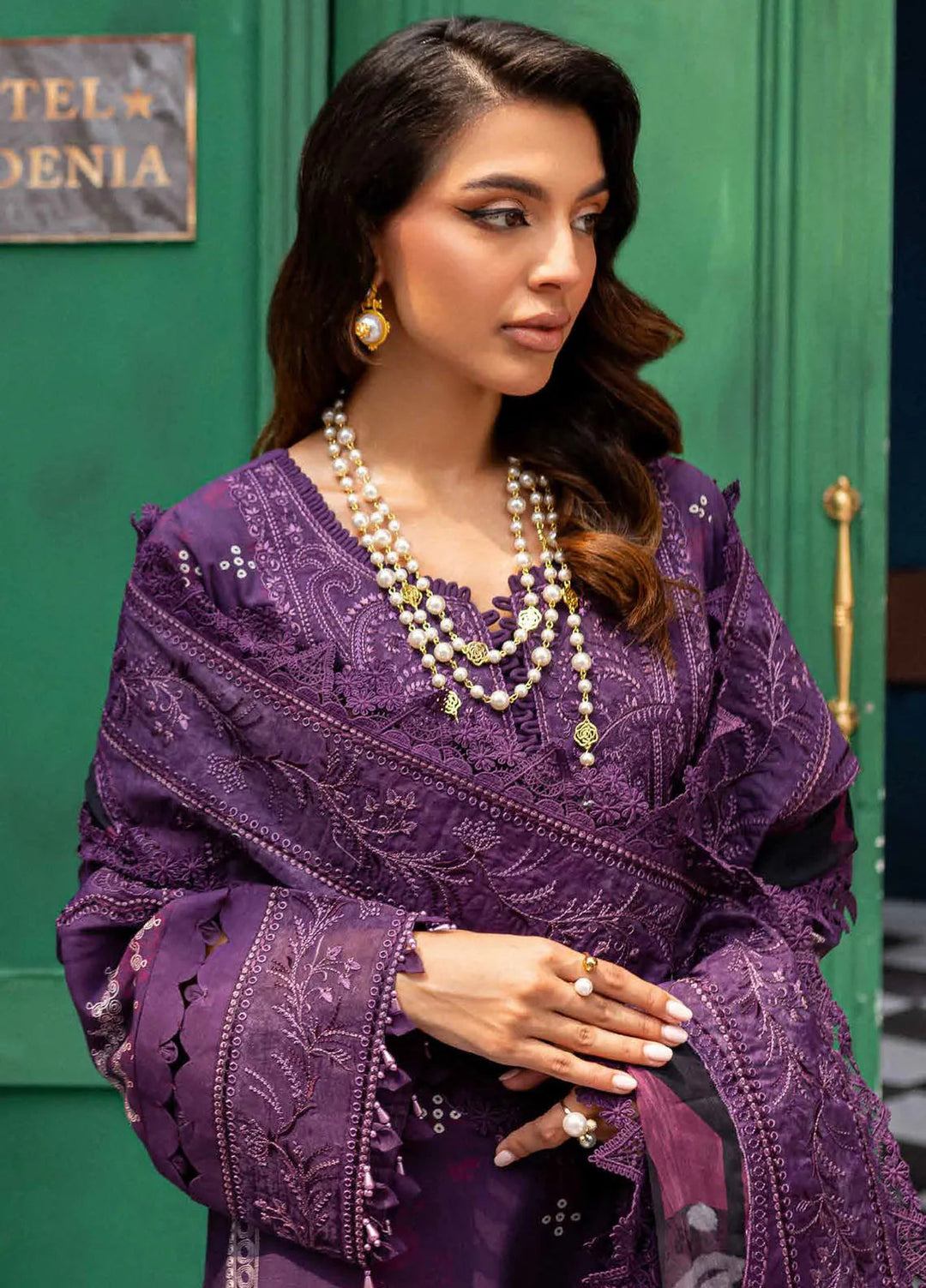 Gardenia By Nureh Embroidered Slub Suit Unstitched 3 Piece NU24GW NSG-166 - Winter Collection