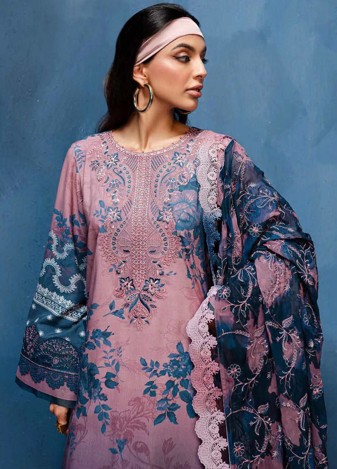 Gardenia By Nureh Embroidered Slub Suit Unstitched 3 Piece NU24GW NSG-167 - Winter Collection