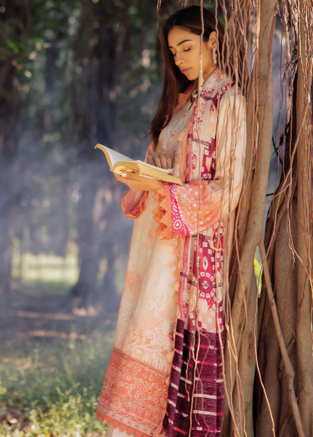 Gardenia By Nureh Embroidered Leather Peach Suits Unstitched 3 Piece NU23LP NSG-135 - Winter Collection