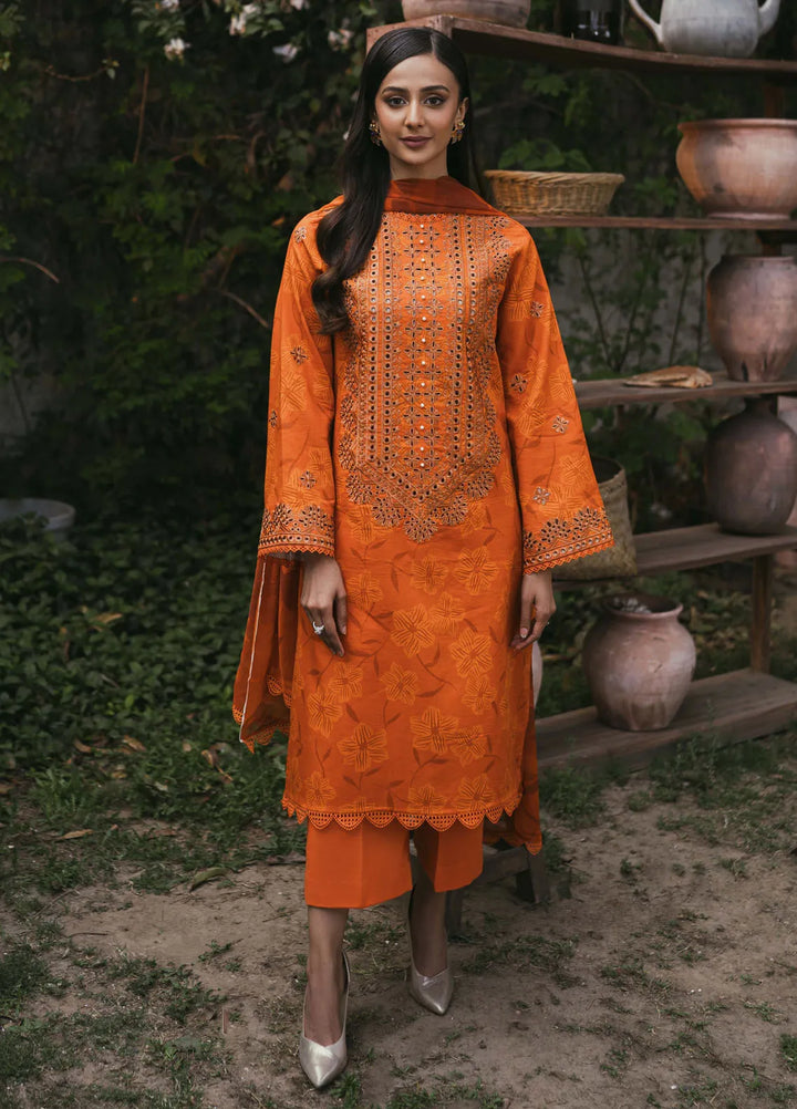 Gardenia Printkari by Humdum Embroidered Lawn Suits Unstitched 3 Piece HD24G D-02 - Summer Collection