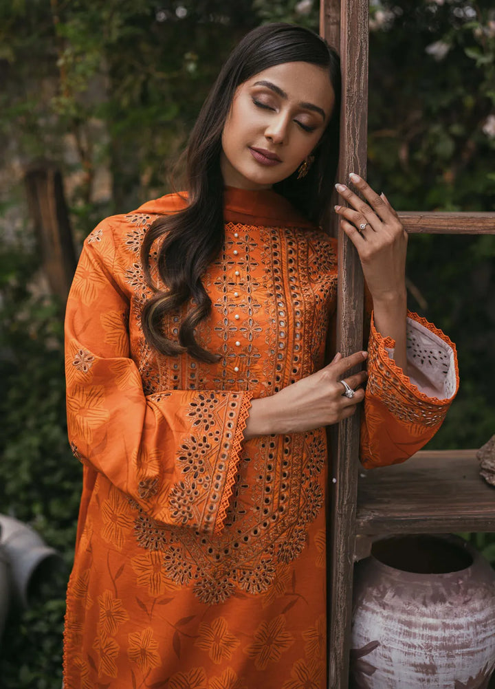Gardenia Printkari by Humdum Embroidered Lawn Suits Unstitched 3 Piece HD24G D-02 - Summer Collection