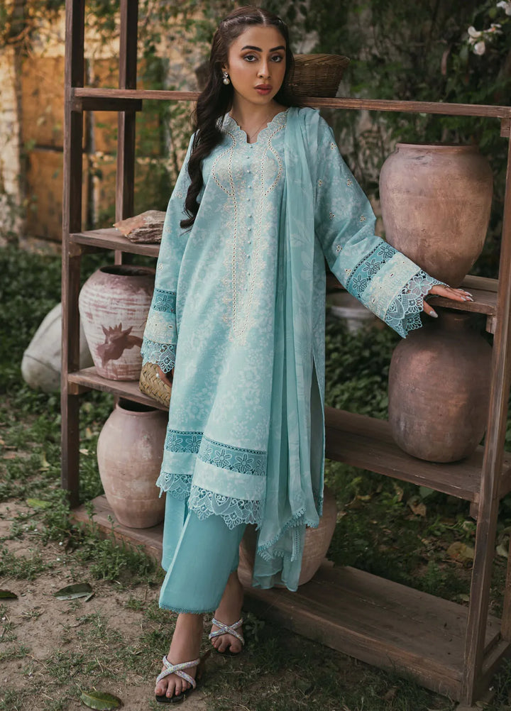 Gardenia Printkari by Humdum Embroidered Lawn Suits Unstitched 3 Piece HD24G D-07 - Summer Collection