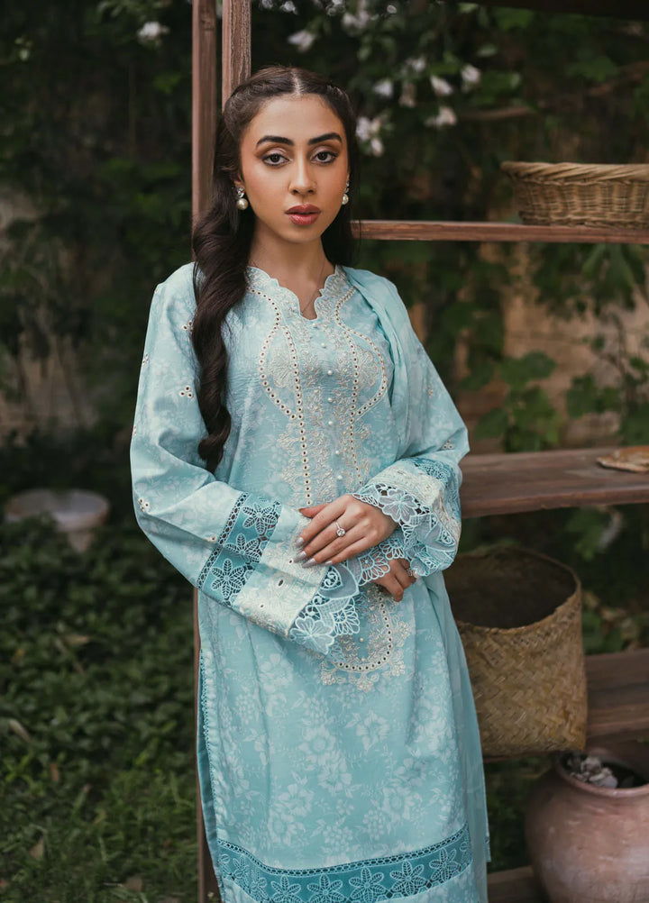 Gardenia Printkari by Humdum Embroidered Lawn Suits Unstitched 3 Piece HD24G D-07 - Summer Collection