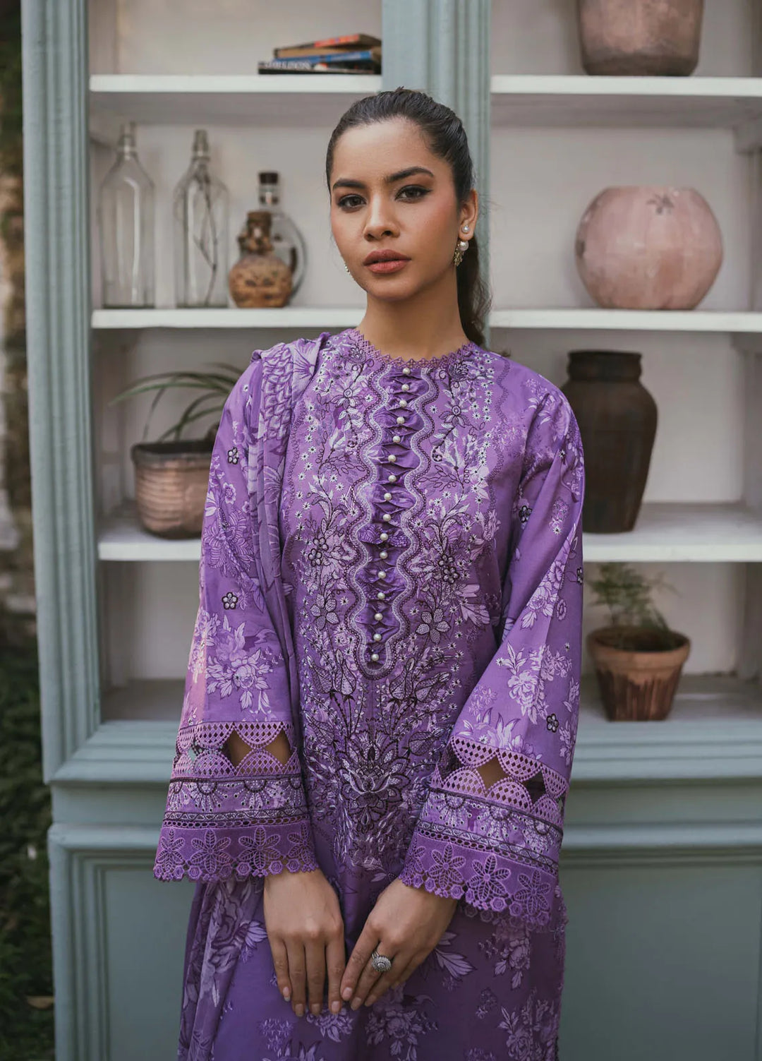 Gardenia Printkari by Humdum Embroidered Lawn Suits Unstitched 3 Piece HD24G D-08 - Summer Collection