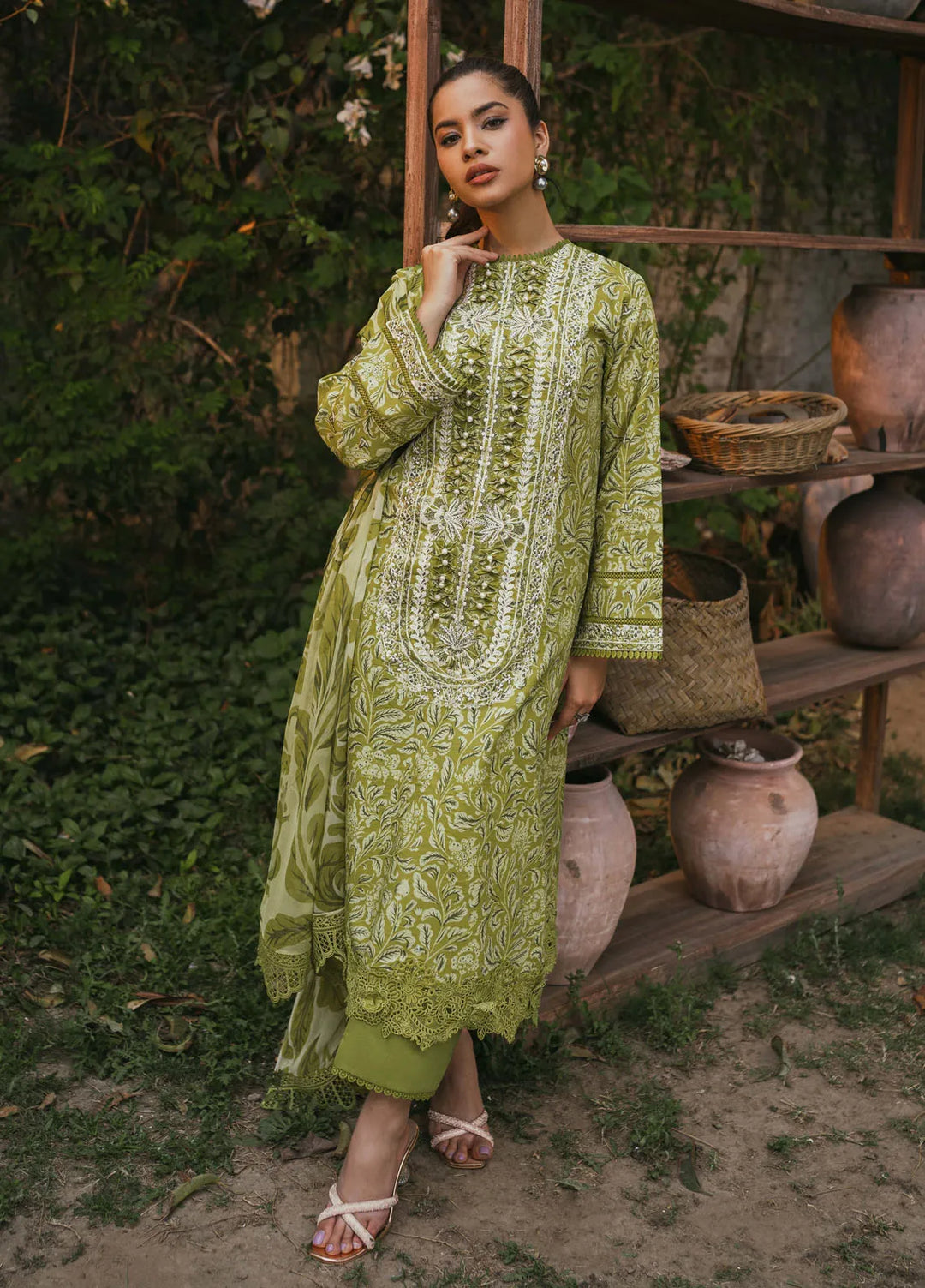 Gardenia Printkari by Humdum Embroidered Lawn Suits Unstitched 3 Piece HD24G D-09 - Summer Collection