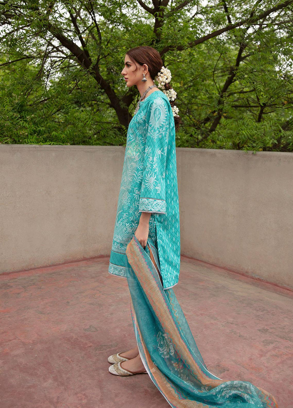 Garnet Clothing Pret Luxury Pret Screen Printed Lawn Shirt FIROZA